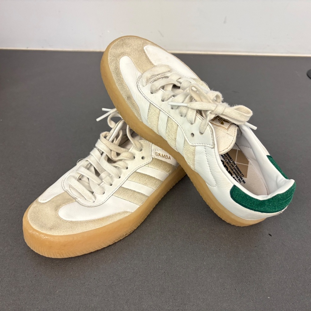 Adidas Originals Sambae Leather Womens 8.5 Sneakers 'Off White Green' IF7162 - Picture 6 of 13